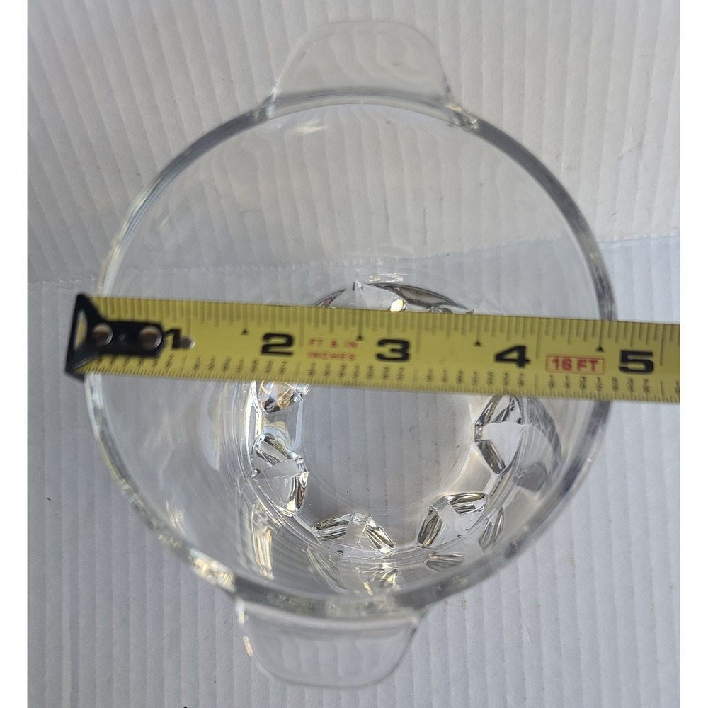 Vintage Made in Italy 1960's Clear Glass Ice Bucket Faceted Base Tab Handles - Picture 9 of 9